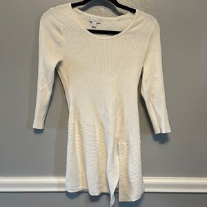 New York & Company Cream Tie Front Tunic
